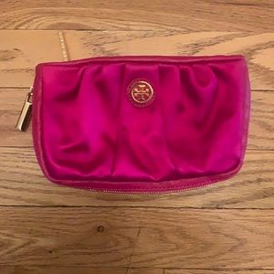 Tory Burch silk and leather wristlet/clutch